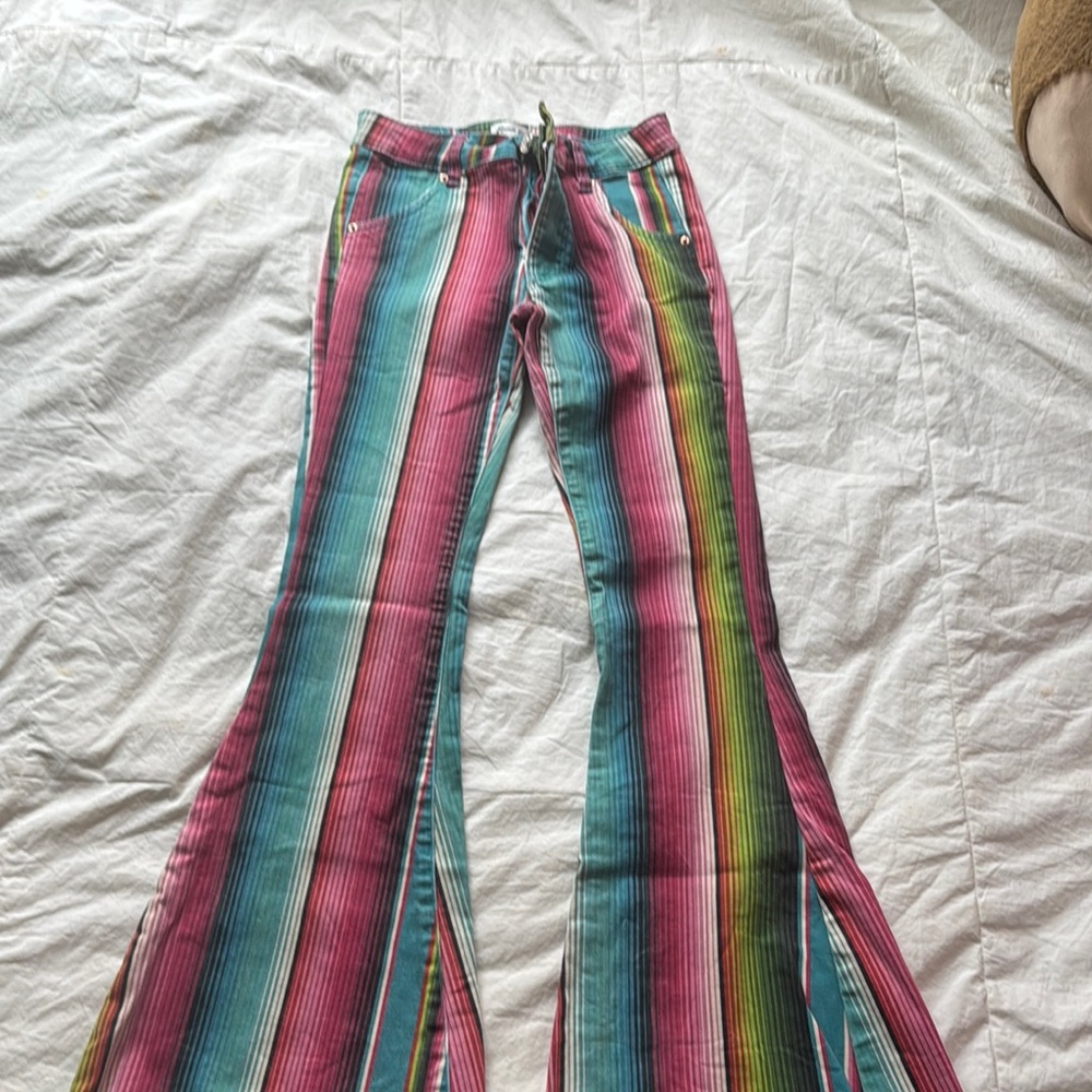 Colorful Striped Flare Pants